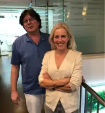 Hungarian Surgeon and Dentist Dr Attila Kaman with journalist Anabel Cutler at our London Clinic